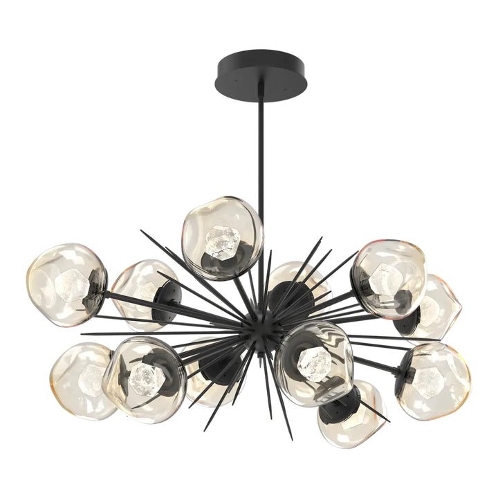 Luna Oval Starburst Chandelier by Hammerton Studio in Matte Black with Zircon inner diffuser