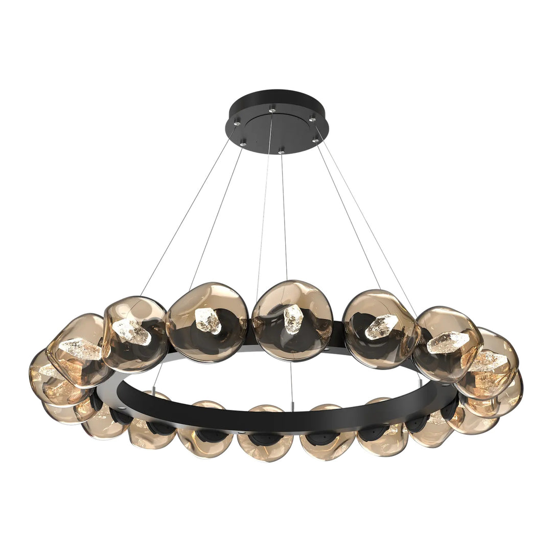 Luna Radial Ring Chandelier by Hammerton Studio – Large in Matte Black with Bronze glass