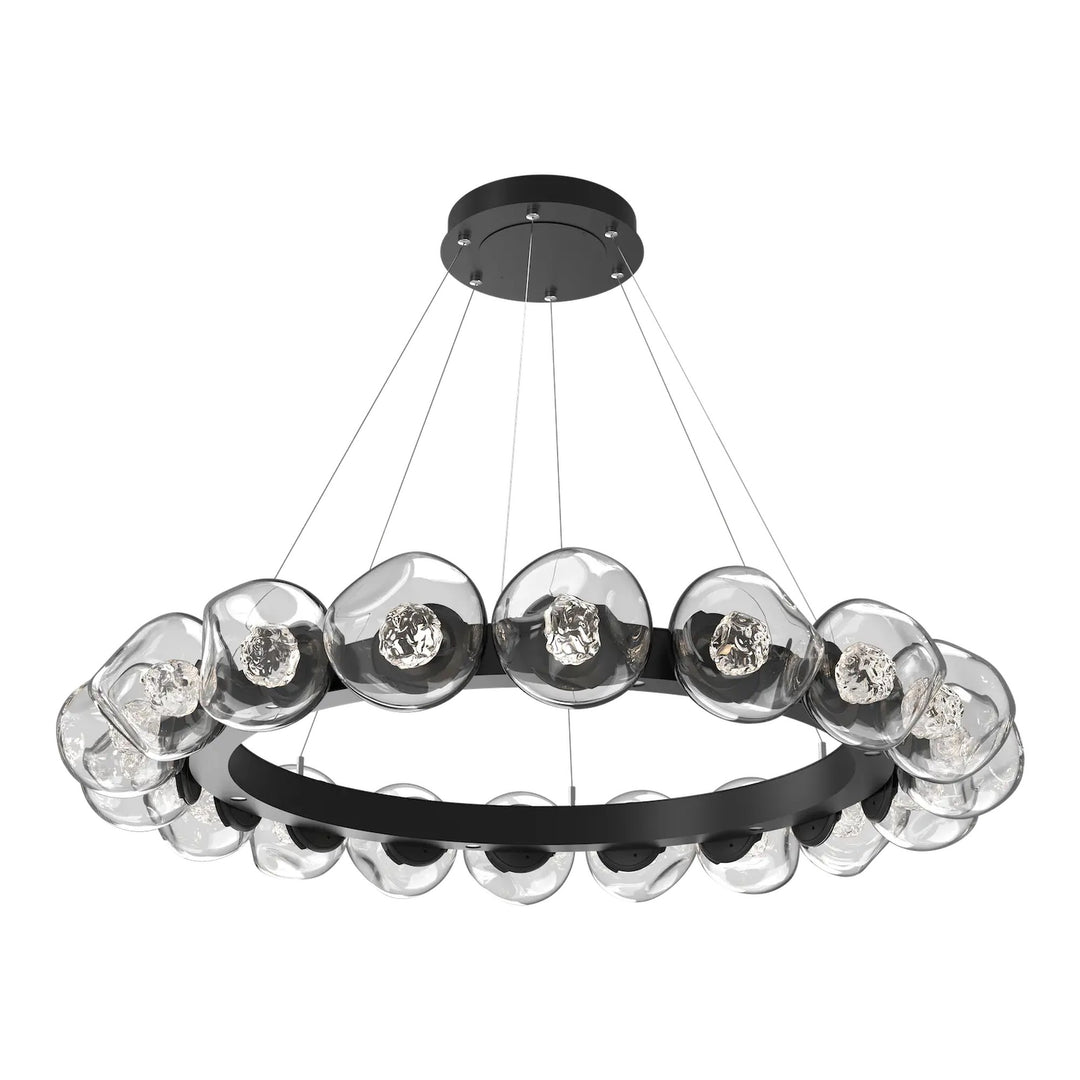 Luna Radial Ring Chandelier by Hammerton Studio – Large in Matte Black with Floret inner diffuser