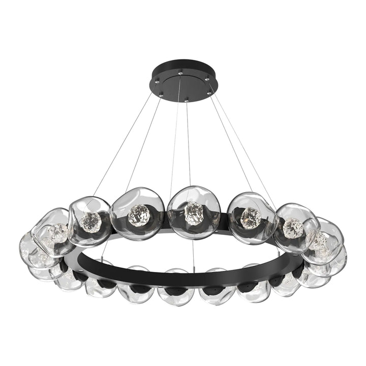 Luna Radial Ring Chandelier by Hammerton Studio – Large in Matte Black with Floret inner diffuser