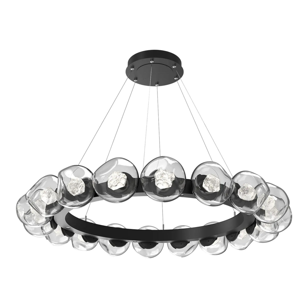 Luna Radial Ring Chandelier by Hammerton Studio – Large in Matte Black with Zircon inner diffuser