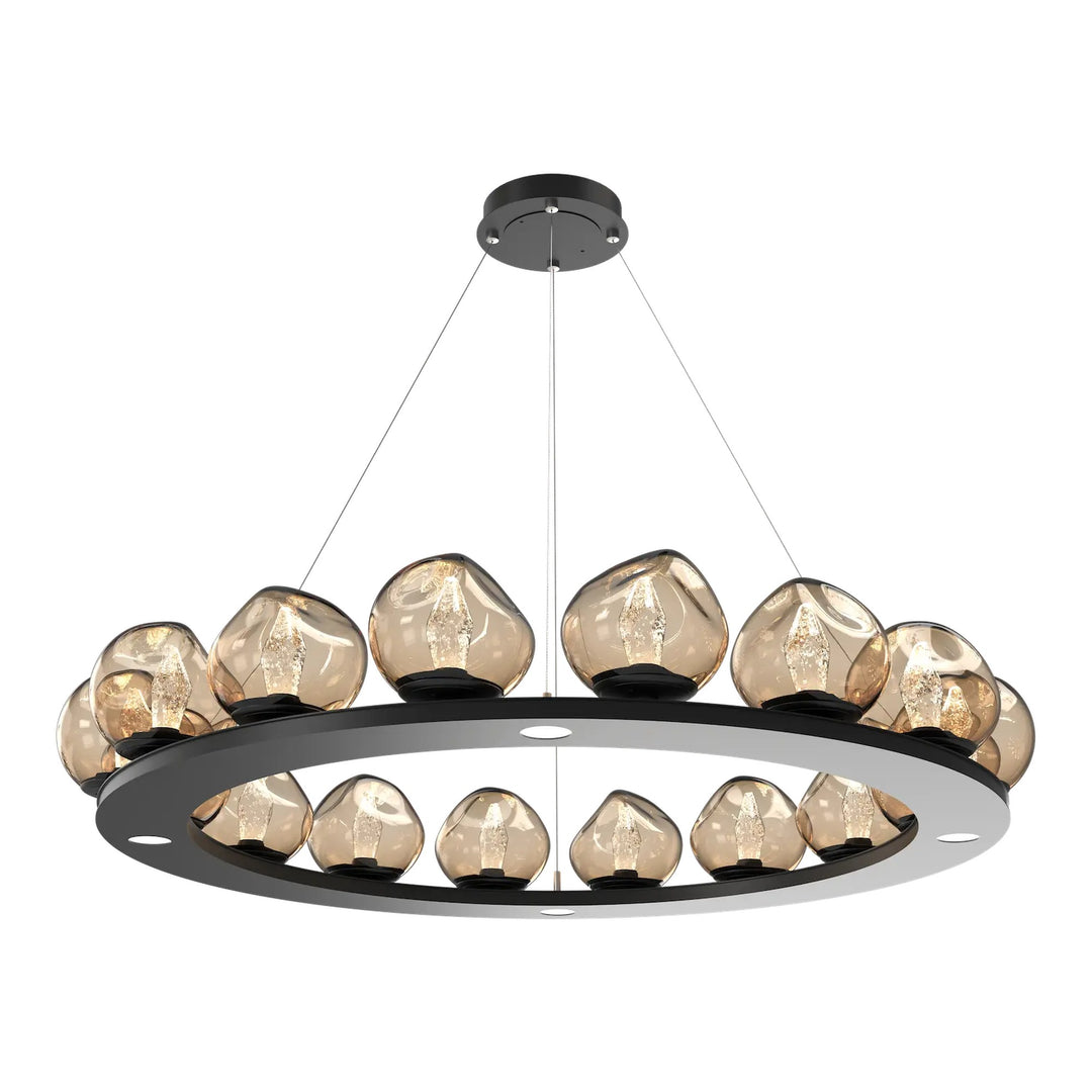 Luna Ring Chandelier by Hammerton Studio – Large in Matte Black with Bronze glass