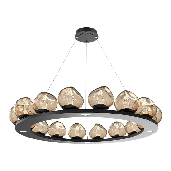 Luna Ring Chandelier by Hammerton Studio – Large in Matte Black with Bronze glass