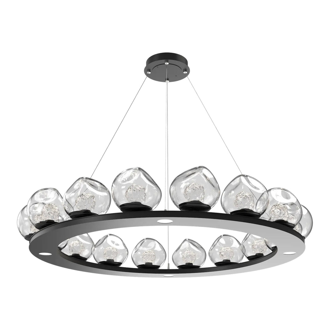 Luna Ring Chandelier by Hammerton Studio – Large in Matte Black with Floret inner diffuser