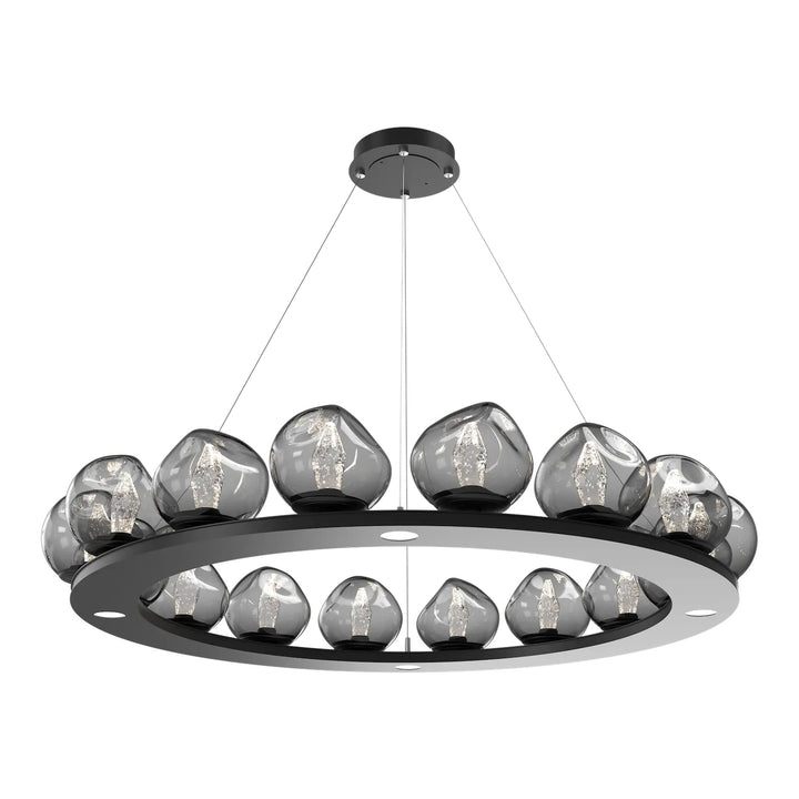 Luna Ring Chandelier by Hammerton Studio – Large in Matte Black with Smoke glass