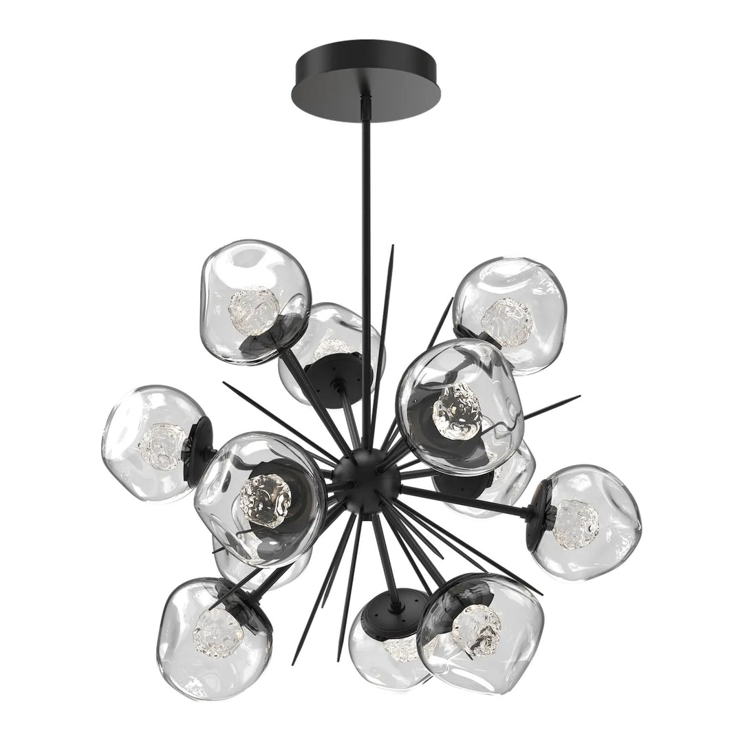 Luna Starburst Chandelier by Hammerton Studio – Medium in Matte Black with Floret inner diffuser