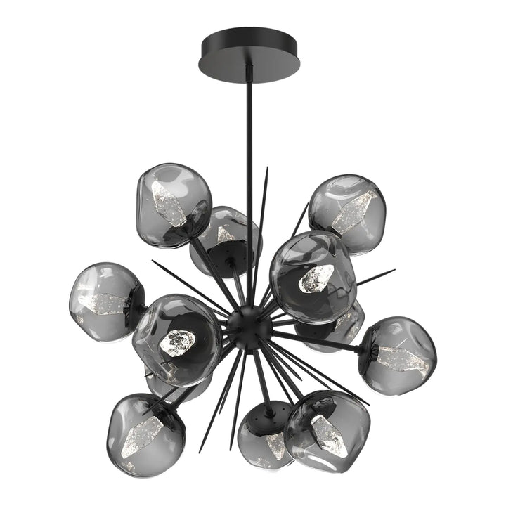 Luna Starburst Chandelier by Hammerton Studio – Medium in Matte Black with Smoke glass