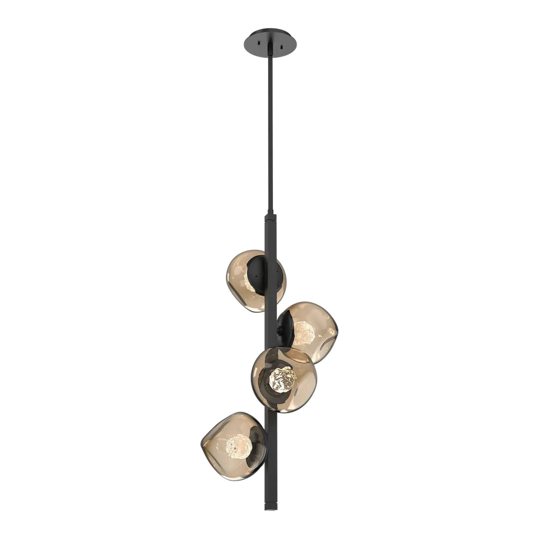 Luna Twisted Vine Chandelier by Hammerton Studio – 4 Lights in Matte Black with Bronze glass