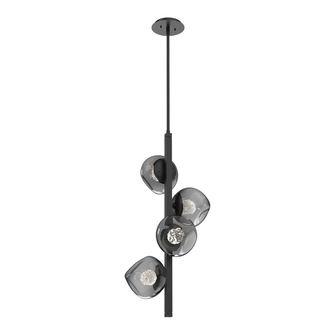 Luna Twisted Vine Chandelier by Hammerton Studio – 4 Lights in Matte Black with Smoke glass