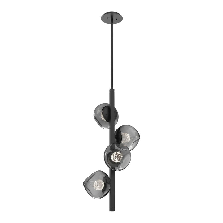 Luna Twisted Vine Chandelier by Hammerton Studio – 4 Lights in Matte Black with Smoke glass