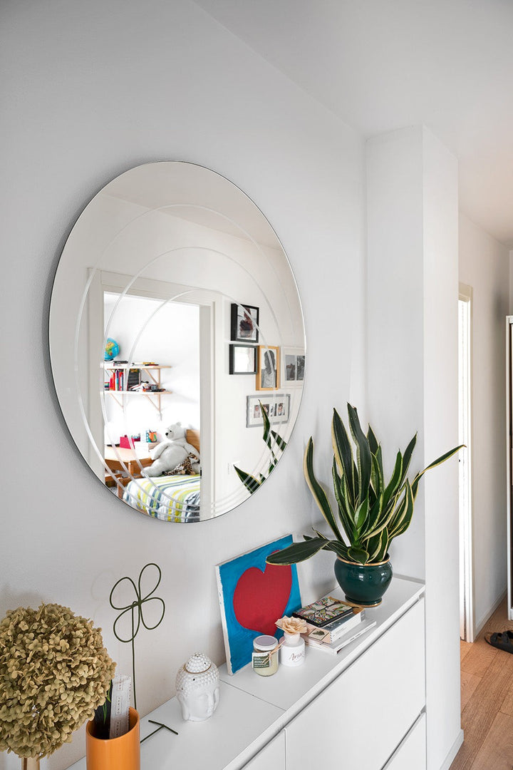 Lune Round Mirror by Connubia in a styled interior