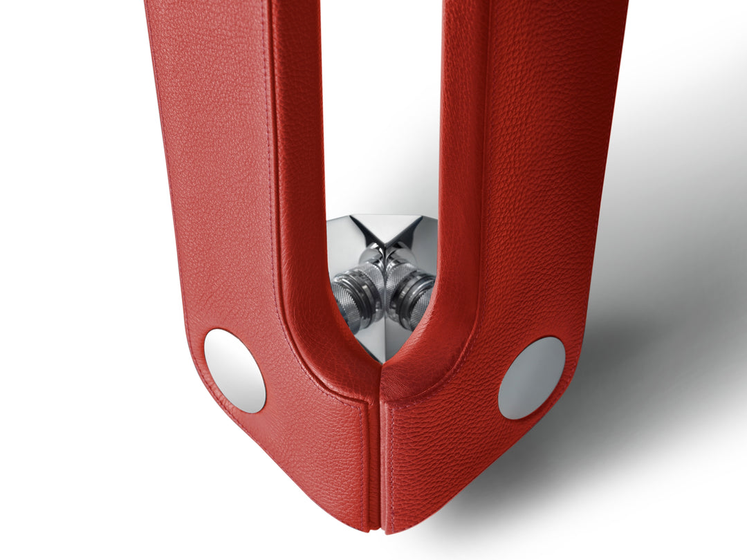 Lungolinea Leather Tonino Lamborghini Edition Ping Pong Table by Impatia, leather leg detail