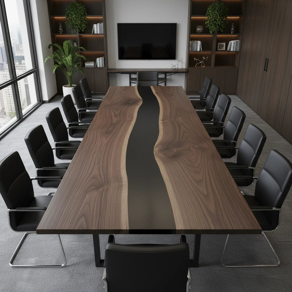 Black Walnut Obsidian Boardroom Table by Thomas Dawn