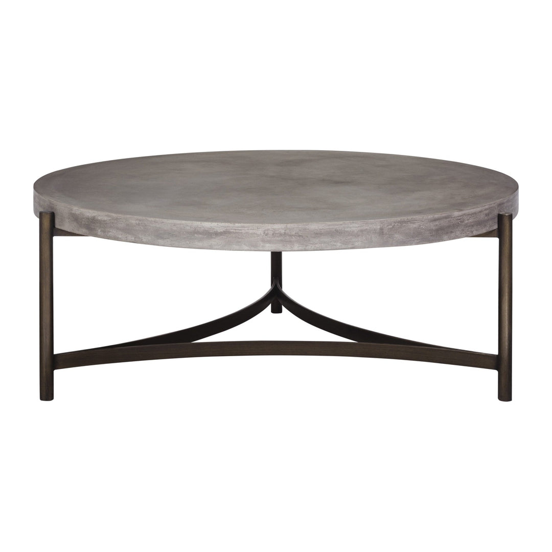 Lyon Round Concrete and Metal Coffee Table by Modus in Natural Concrete — product view on a white background