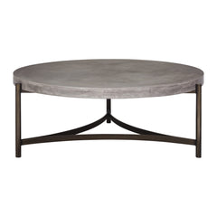 Lyon Round Concrete and Metal Coffee Table by Modus in Natural Concrete — product view on a white background