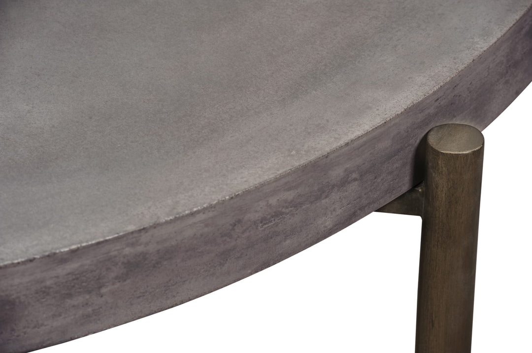 Lyon Round Concrete and Metal Coffee Table in Natural Concrete — lifestyle photo