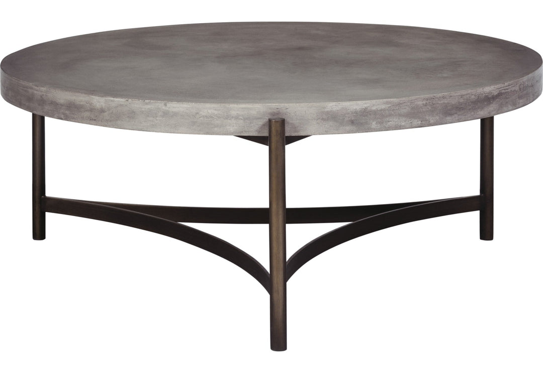 Lyon Round Concrete and Metal Coffee Table in Natural Concrete — product view on a white background