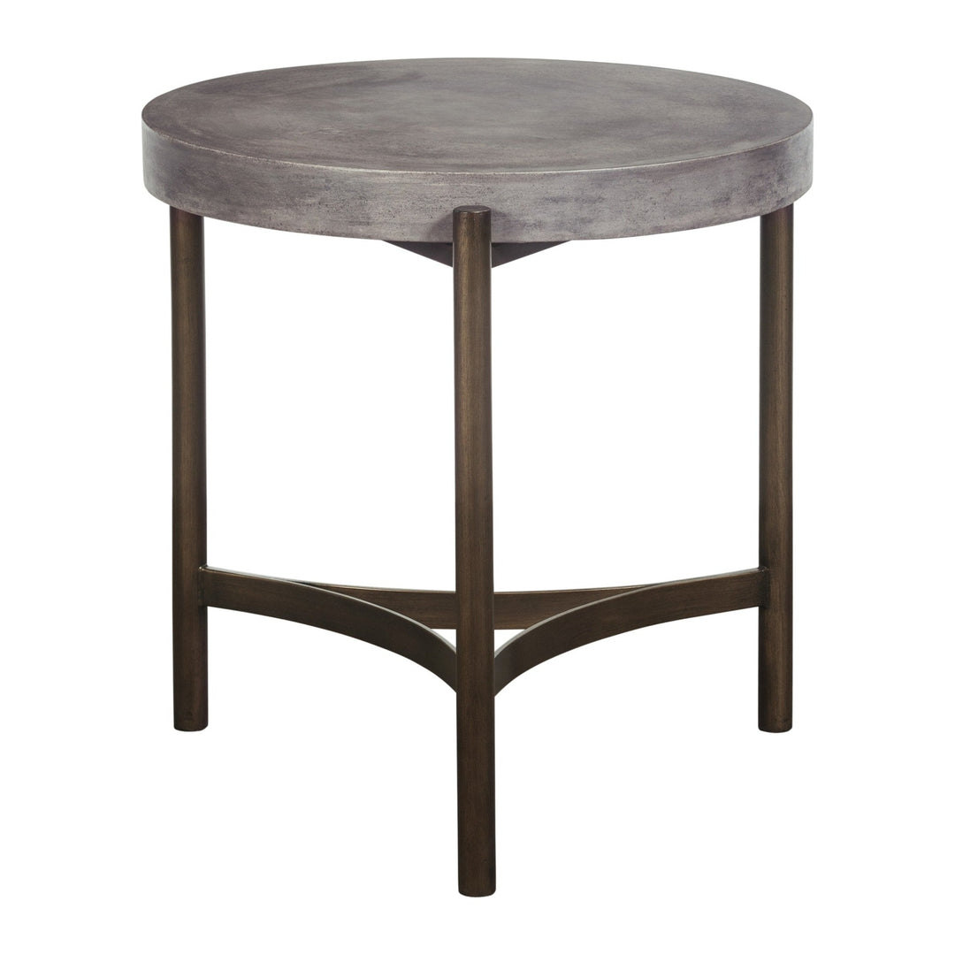 Lyon Round Concrete and Metal Side Table by Modus in Natural Concrete — product view on a white background