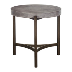 Lyon Round Concrete and Metal Side Table by Modus in Natural Concrete — product view on a white background