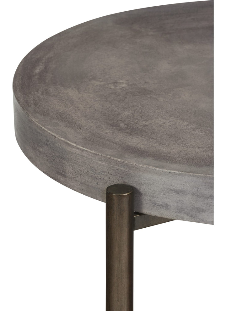 Lyon Round Concrete and Metal Side Table in Natural Concrete — product view on a white background