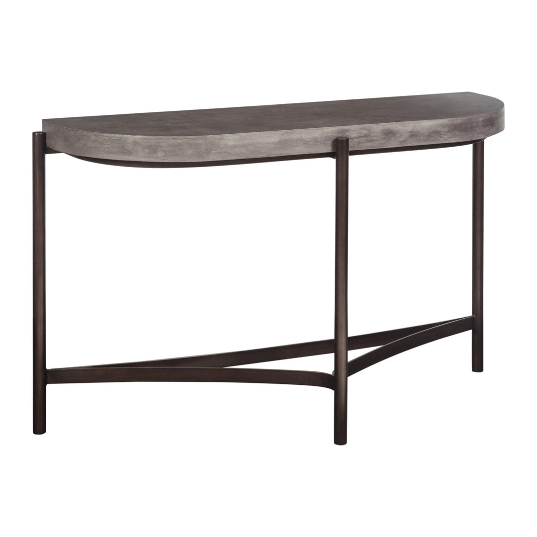 Lyon Semi-Circular Concrete and Metal Console Table by Modus in Natural Concrete — product view on a white background