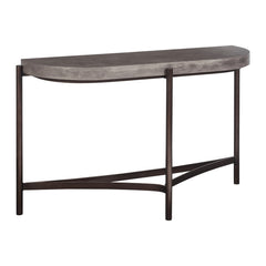 Lyon Semi-Circular Concrete and Metal Console Table by Modus in Natural Concrete — product view on a white background