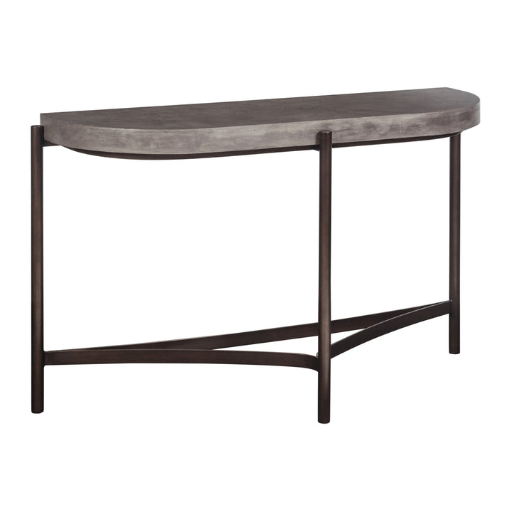 Lyon Semi-Circular Concrete and Metal Console Table by Modus in Natural Concrete — product view on a white background