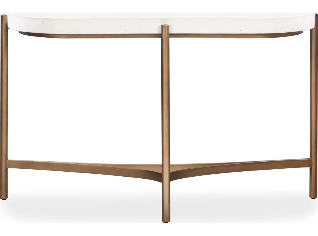 Lyon Semi-Circular Concrete and Metal Console Table in White Concrete — product view on a white background