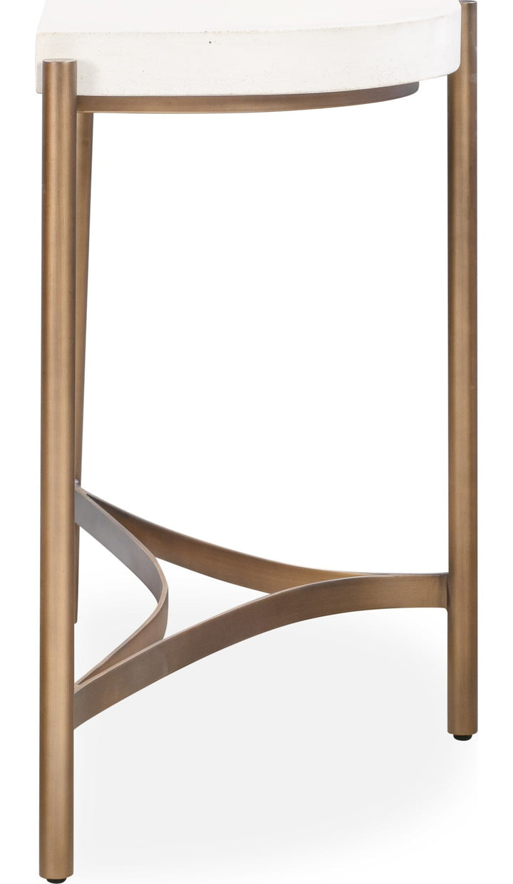 Lyon Semi-Circular Concrete and Metal Console Table in White Concrete — product view on a white background