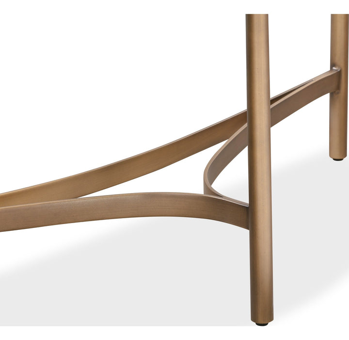 Lyon Semi-Circular Concrete and Metal Console Table in White Concrete — product view on a white background