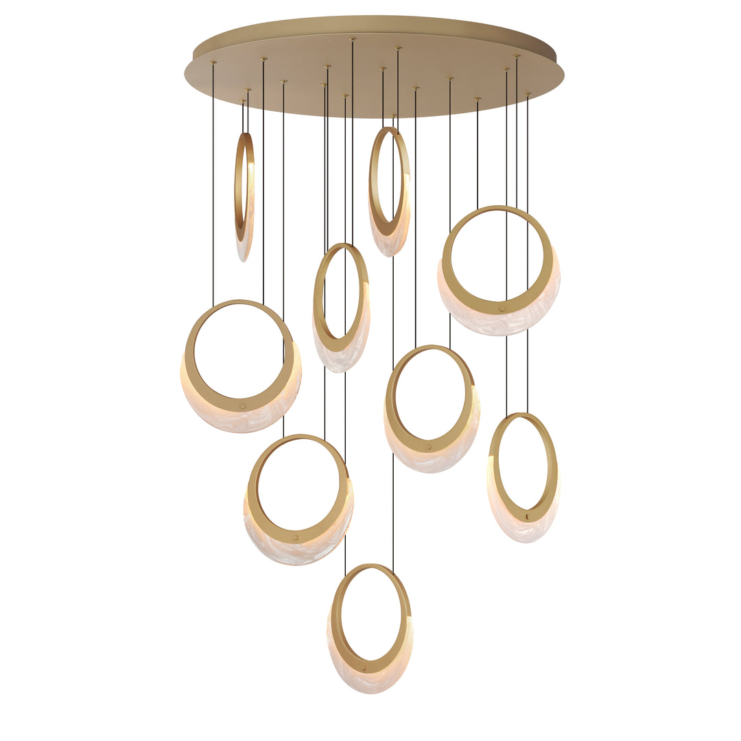 Lyra 9-Light LED Pendant by ET2 Lighting in Gold, front view
