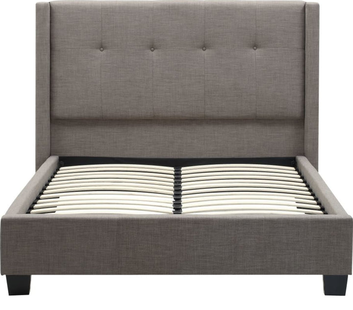Madeleine Wingback Upholstered Platform Bed in Dolphin — front view without mattress