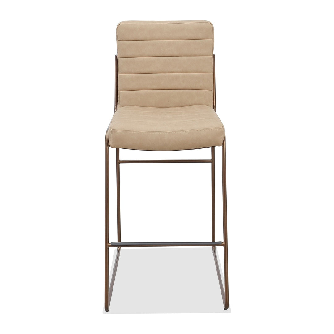 Madison Metal Frame Bar Stool by Modus in Honey Synthetic Leather — product view on a white background