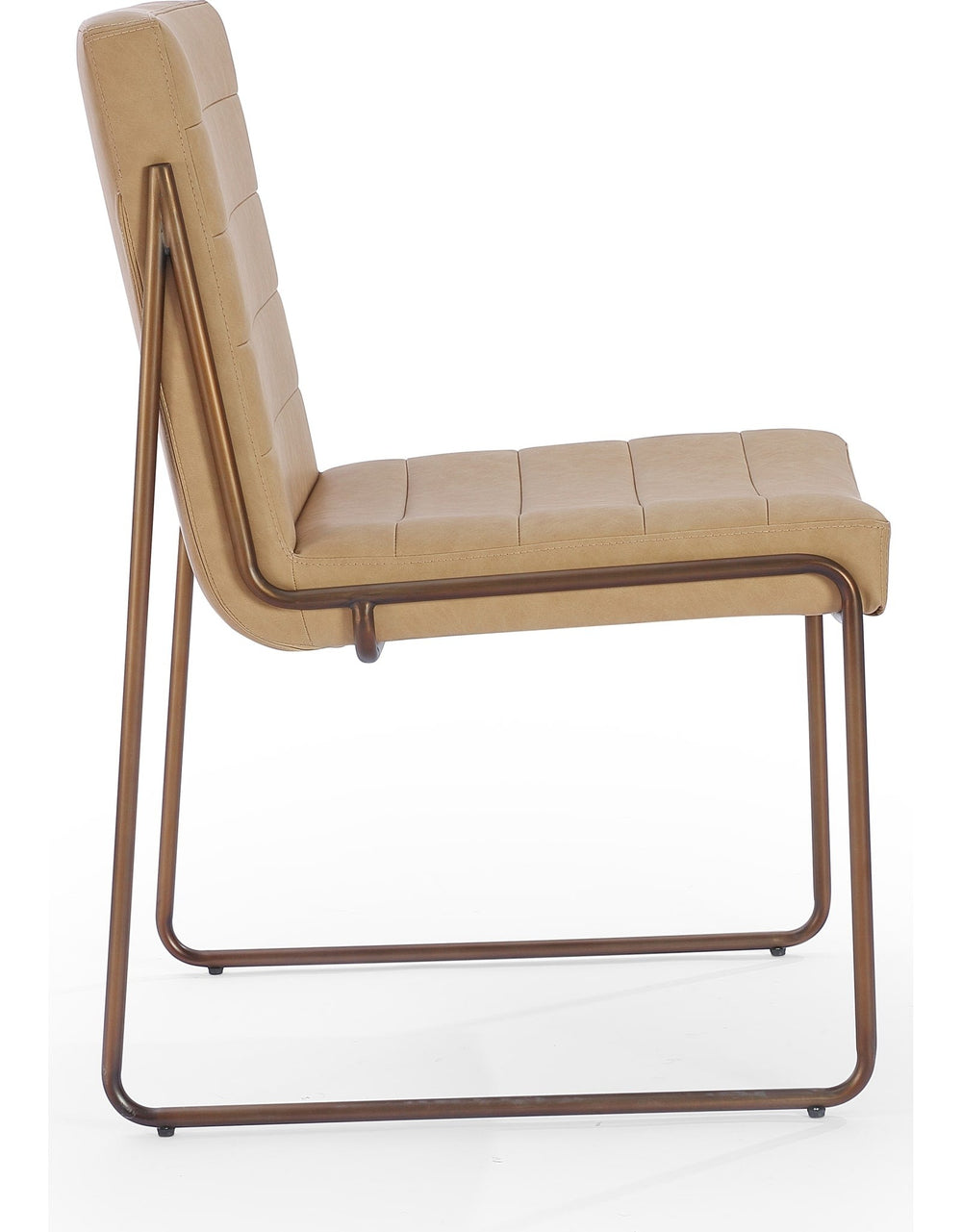 Madison Metal Frame Dining Chair in Honey Synthetic Leather — product view on a white background