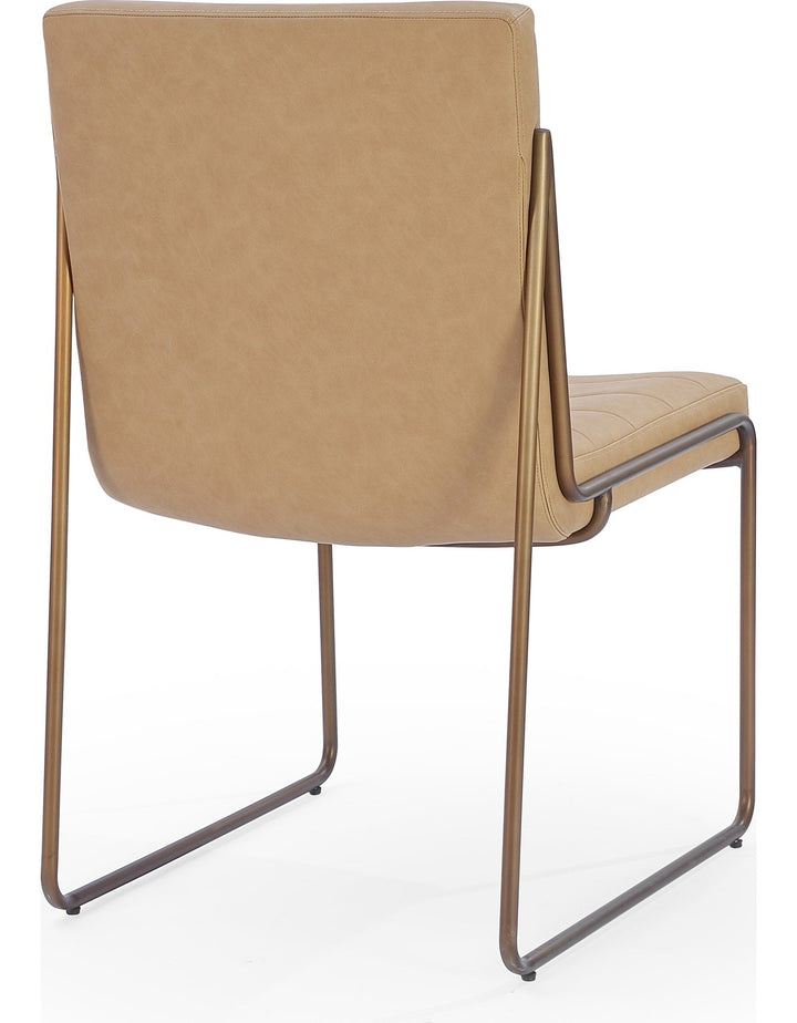 Madison Metal Frame Dining Chair in Honey Synthetic Leather — product view on a white background