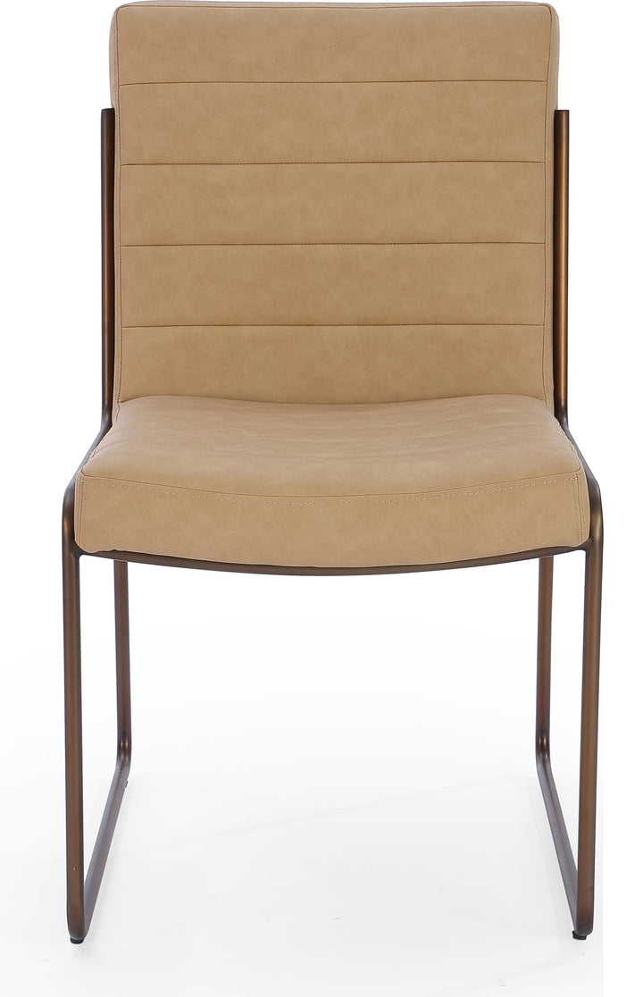 Madison Metal Frame Dining Chair in Honey Synthetic Leather — product view on a white background