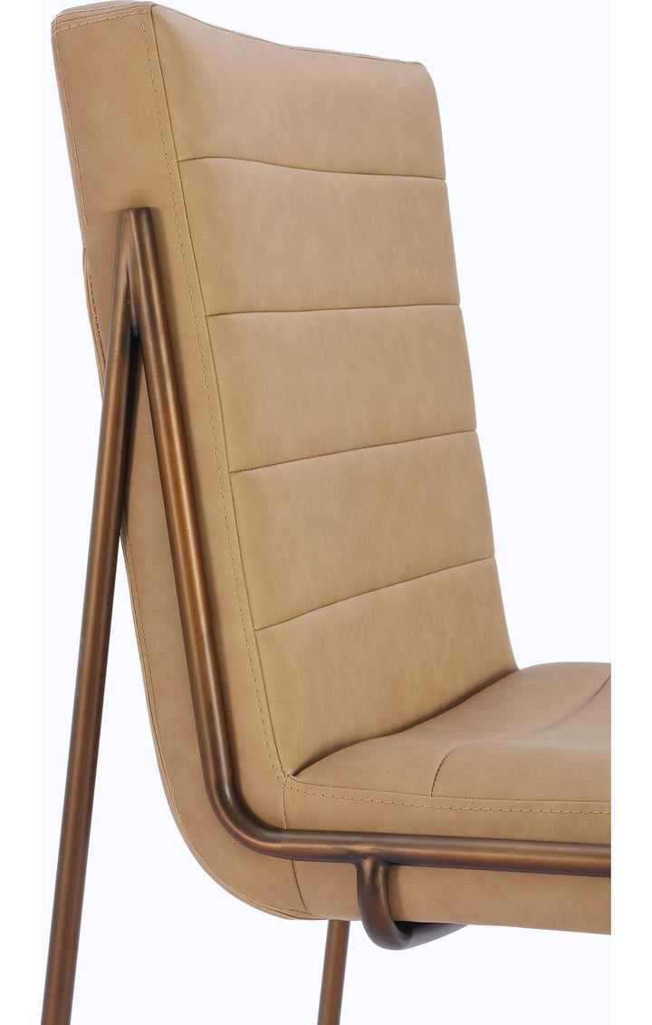 Madison Metal Frame Dining Chair in Honey Synthetic Leather — product view on a white background