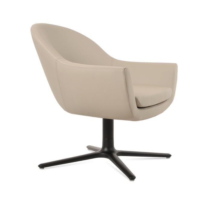 Madison Oval Swivel Lounge Armchair — bone PPM, black powder oval memory-swivel base