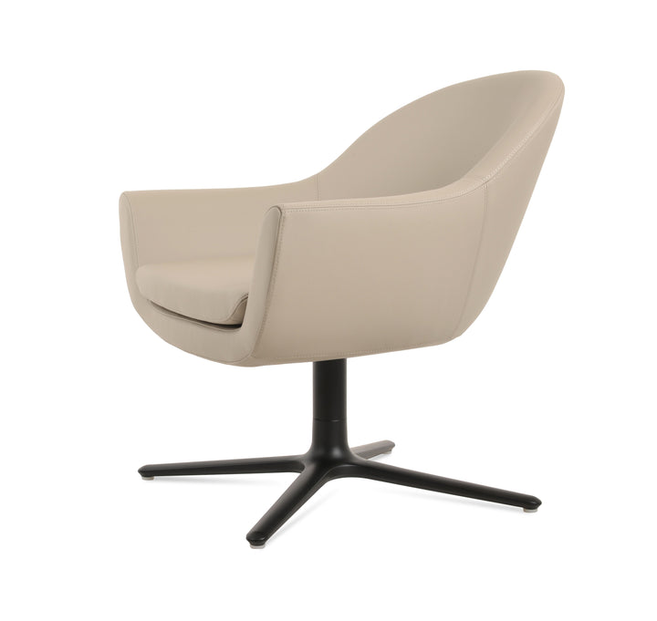 Madison Oval Swivel Lounge Armchair — bone PPM, black powder oval memory-swivel base