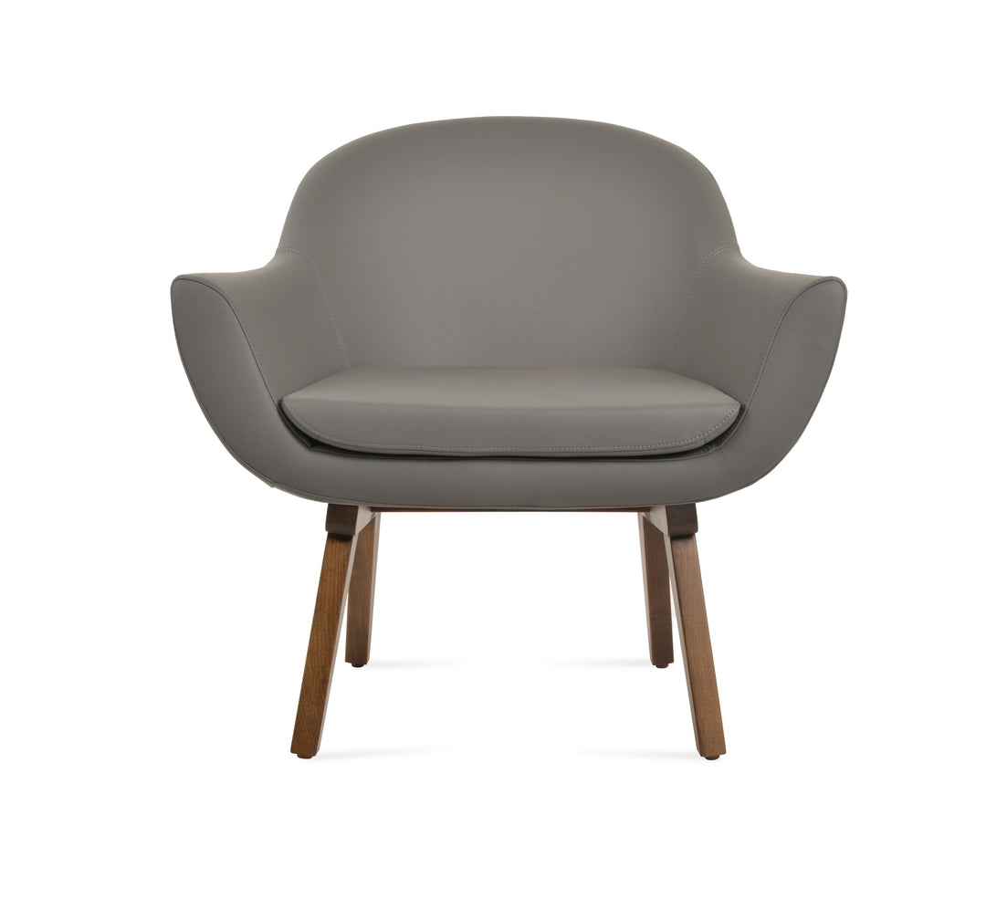 Madison Plywood Lounge Armchair — grey PPM, walnut plywood base
