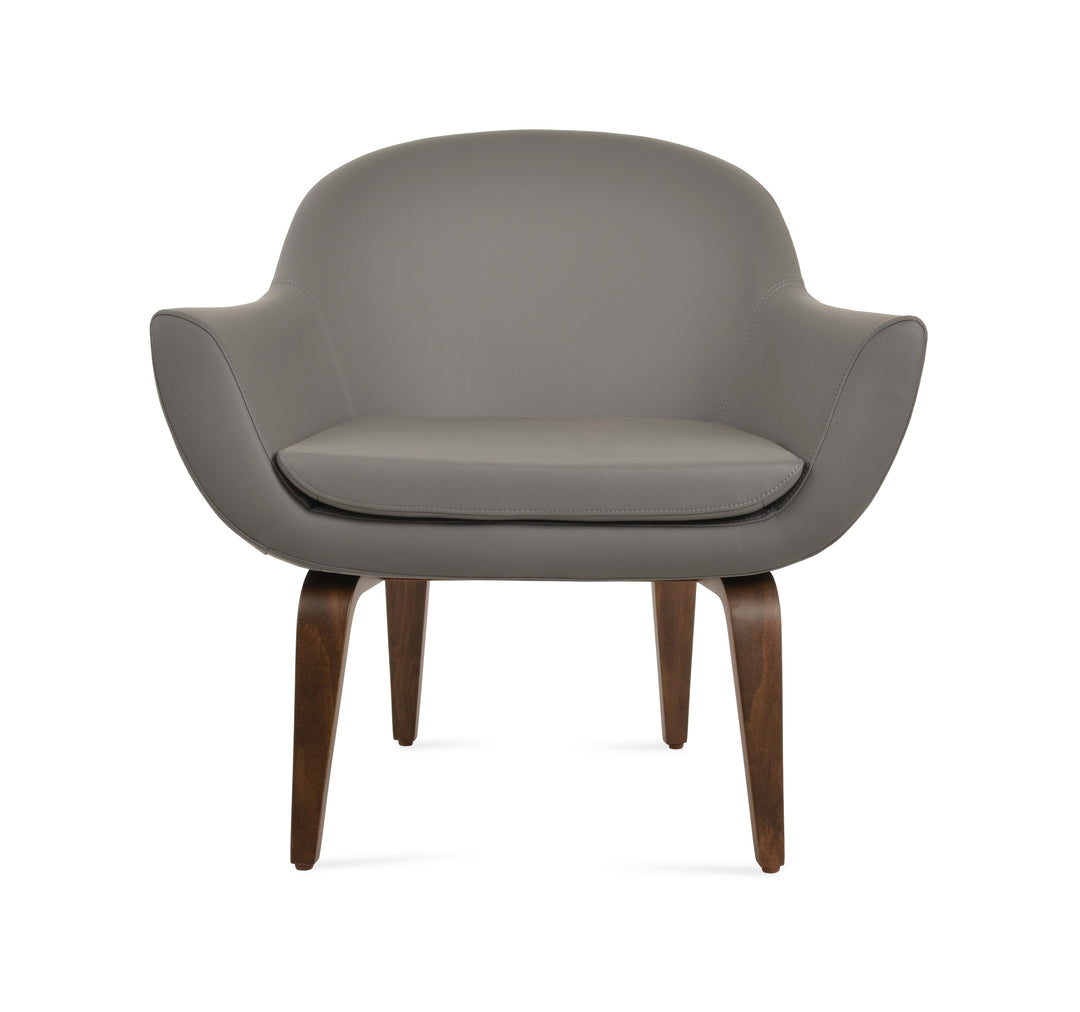 Madison Plywood Lounge Armchair — grey PPM, walnut plywood base