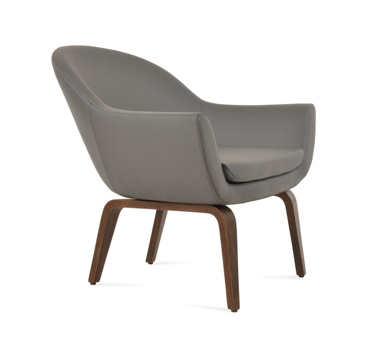 Madison Plywood Lounge Armchair — grey PPM, walnut plywood base