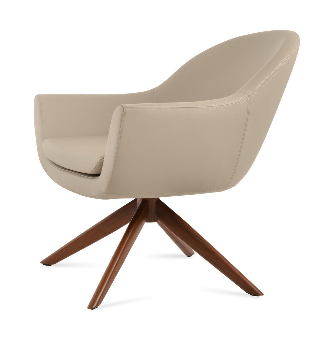 Madison Sword Swivel Lounge Armchair — bone PPM, walnut sword swivel lounge base