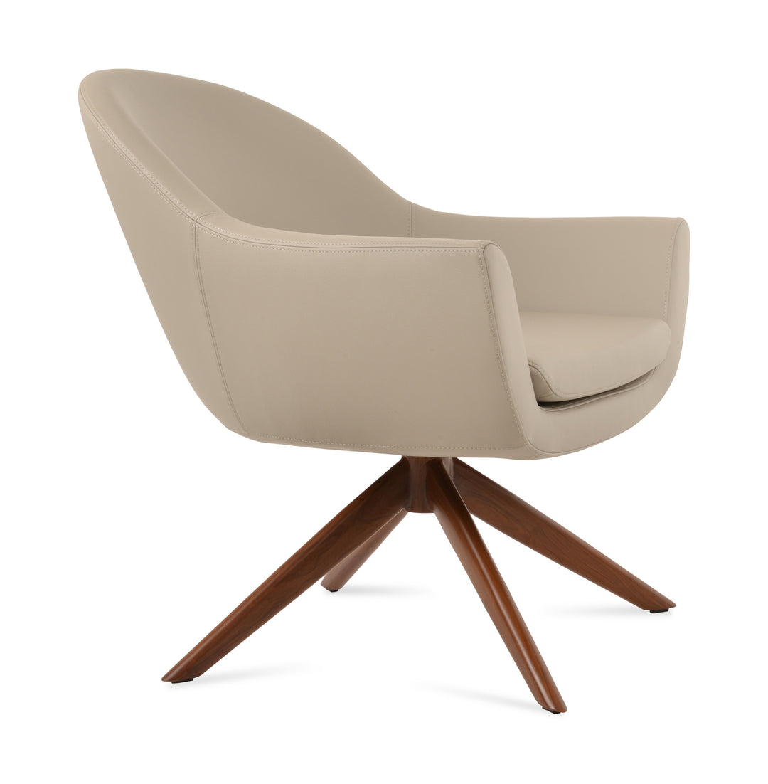 Madison Sword Swivel Lounge Armchair — bone PPM, walnut sword swivel lounge base