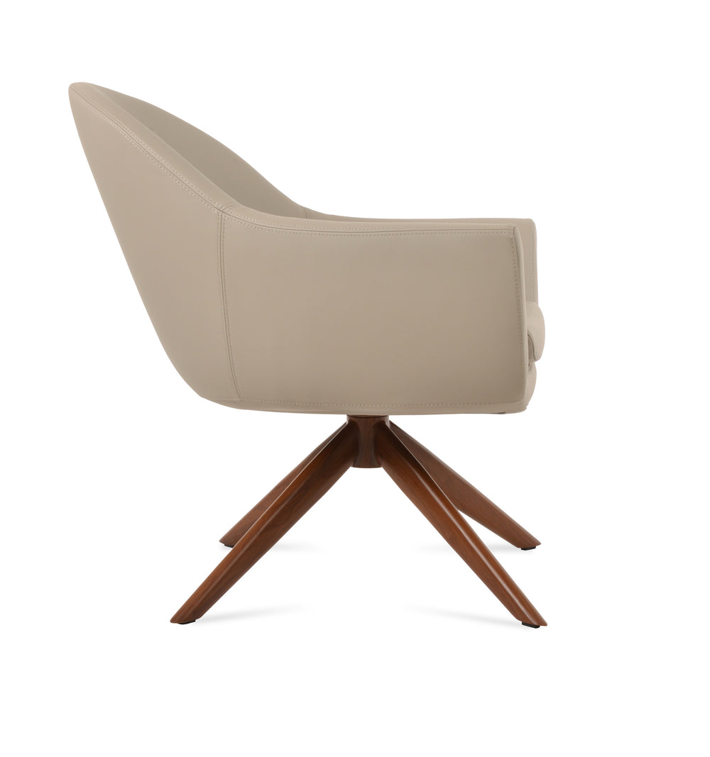 Madison Sword Swivel Lounge Armchair — bone PPM, walnut sword swivel lounge base