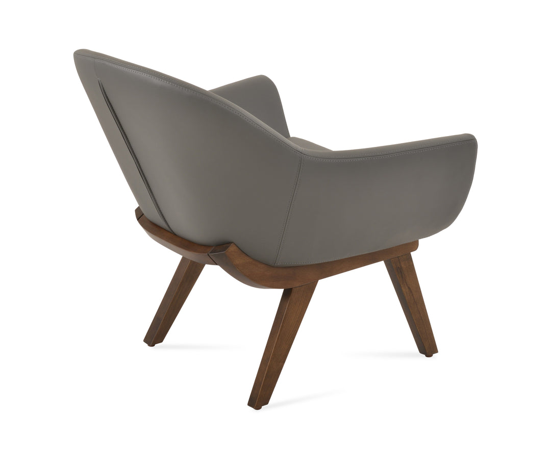 Madison Sword Swivel Lounge Armchair — grey PPM, walnut finish sword swivel base