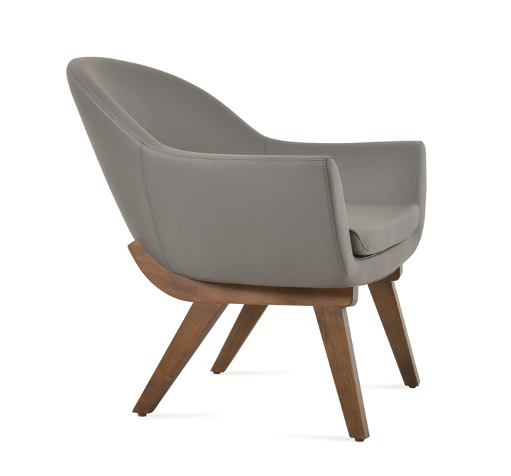 Madison Sword Swivel Lounge Armchair — grey PPM, walnut finish sword swivel base