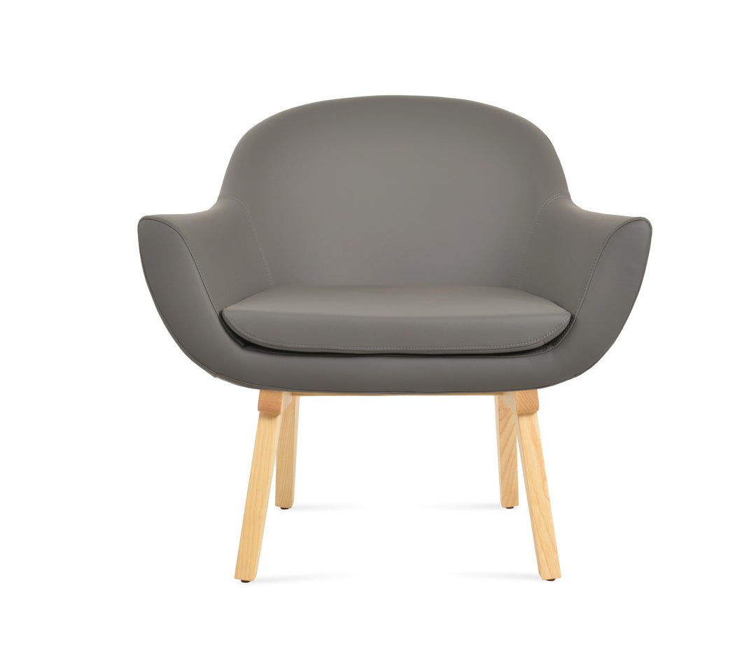 Madison Wood Lounge Armchair — grey PPM, ash wood natural base