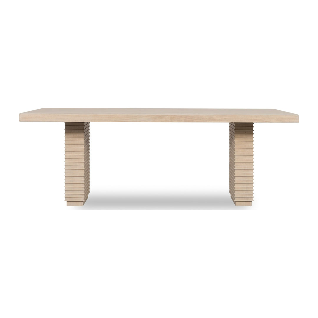 Magnolia Double Pedestal Dining Table by Modus in Daffodil — product view on a white background