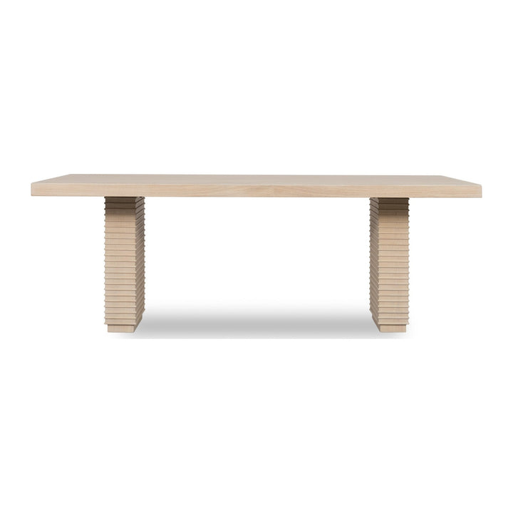 Magnolia Double Pedestal Dining Table by Modus in Daffodil — product view on a white background